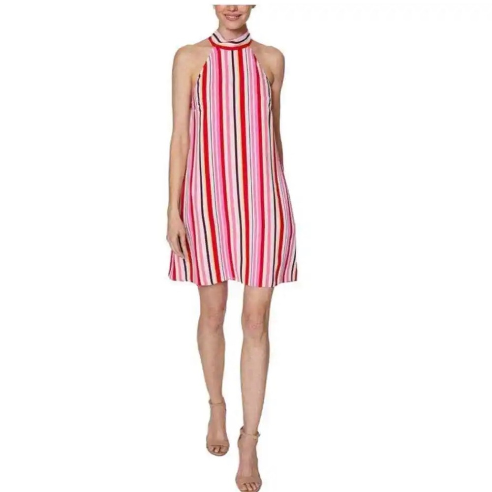 NWT Laundry by Shelli Segal Women's Dress Size 14 Pink Striped A-Line Halter